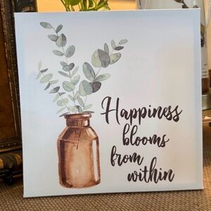 Greenery Rustic Brown Vase Canvas Art~ Cottage core~farmhouse~boho